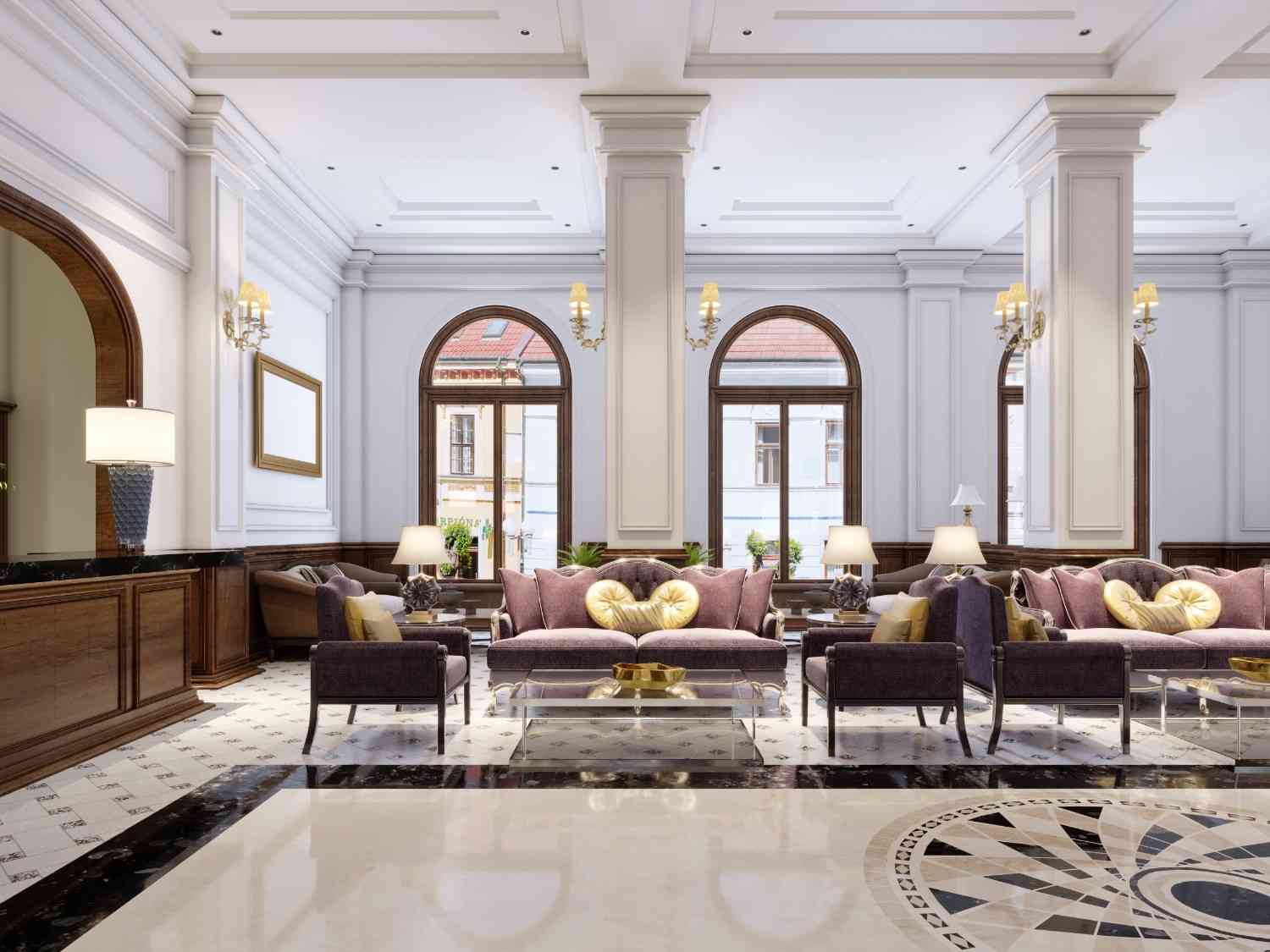luxurious-classical-furniture-art-deco-style-soft-purple-sofa-armchairs-with-black-metal-legs-glass-coffee-table-classic-interior-3d-rendering (1)